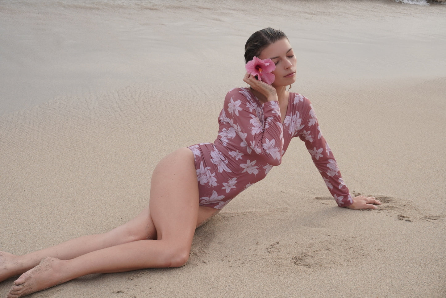 Tropicious" Piddly Long Sleeve One Piece in Cinnamon Lilly